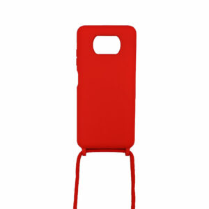 Θήκη Xiaomi Poco X3 Σιλικόνη με Λουράκι Λαιμού Κόκκινο