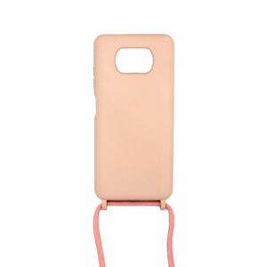Θήκη Xiaomi Poco X3 Σιλικόνη με Λουράκι Λαιμού Ροζ
