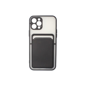 Θήκη iPhone 12 Pro Σιλικόνης Διάφανο Pocket Μαύρο