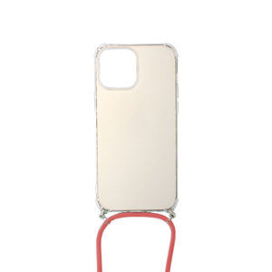 Θήκη Σιλικόνης Διάφανο Με Λουράκι Λαιμού για iPhone 13 Κόκκινο