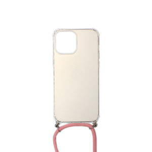 Θήκη Σιλικόνης Διάφανο Με Λουράκι Λαιμού για iPhone 13 Ροζ