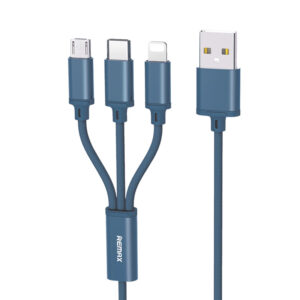 Remax RC-131th 3 σε 1 Regular USB to Lightning / Type-C / Micro USB Καλώδιο Μπλε
