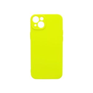 Θήκη-iPhone-15-Plus-Silky-and-Soft-Touch-Silicone-Κίτρινο-Neon-με-Προστασία-Κάμερας