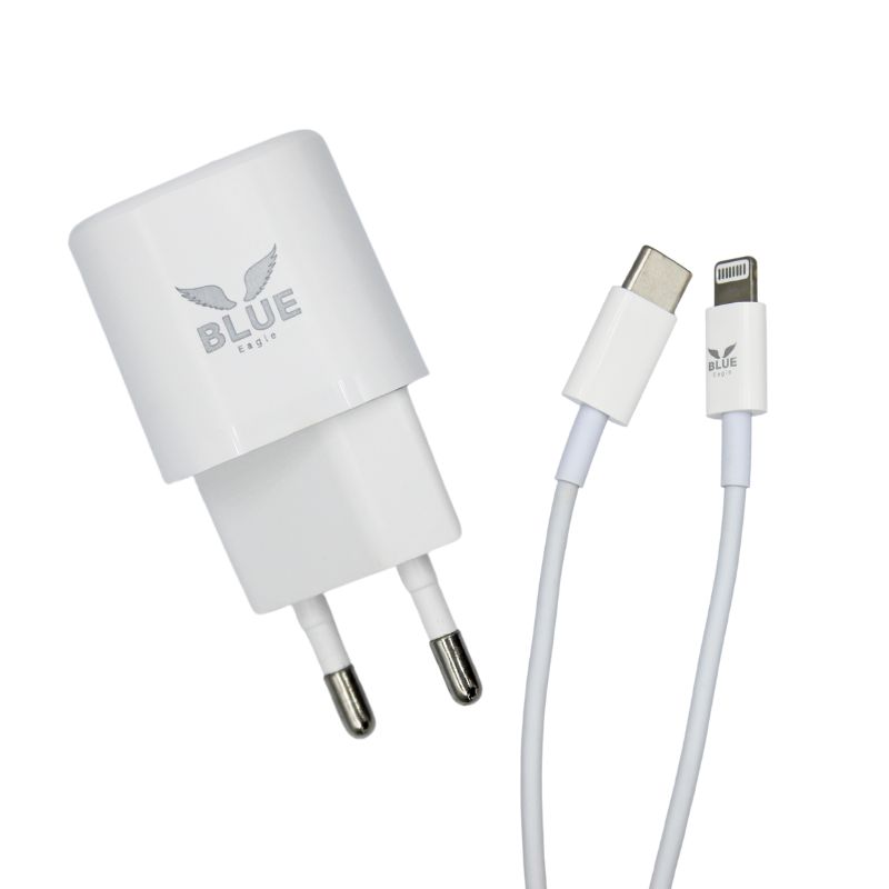 Blue Eagle CD-03 PD 20W Charger With Cable Type C - Lightning Άσπρο