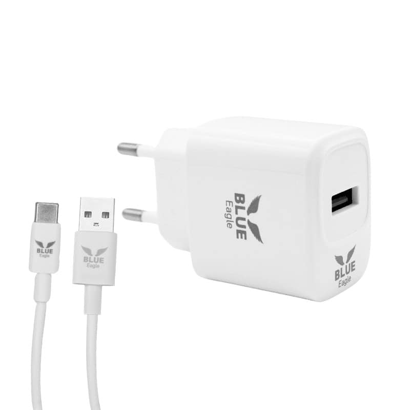 Blue Eagle BE-CHAC-01 Travel Charger 18W USB Port With Type - C Cable White